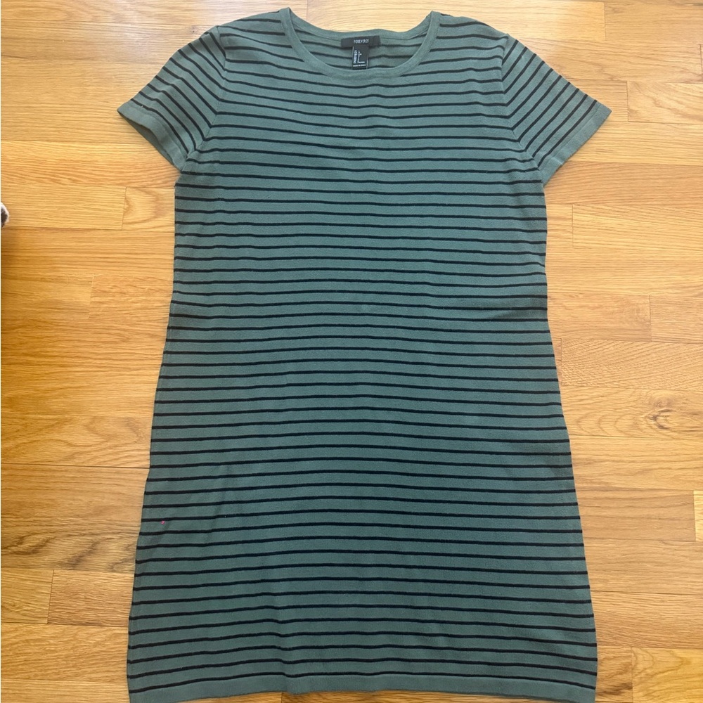 Forever 21 Green and Black Striped Dress